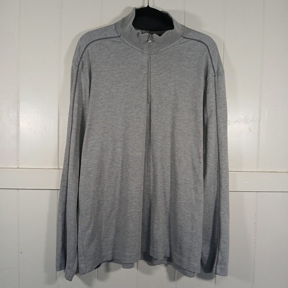 Robert Graham Quarter Zip Pullover Mens 2XL Grey Cotton Blend Classic Fit